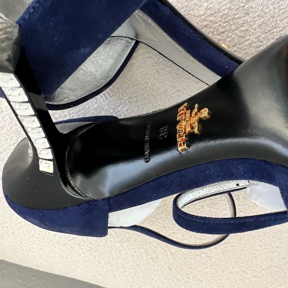 Prada Blue suede with crystal heels - Picture 11 of 11